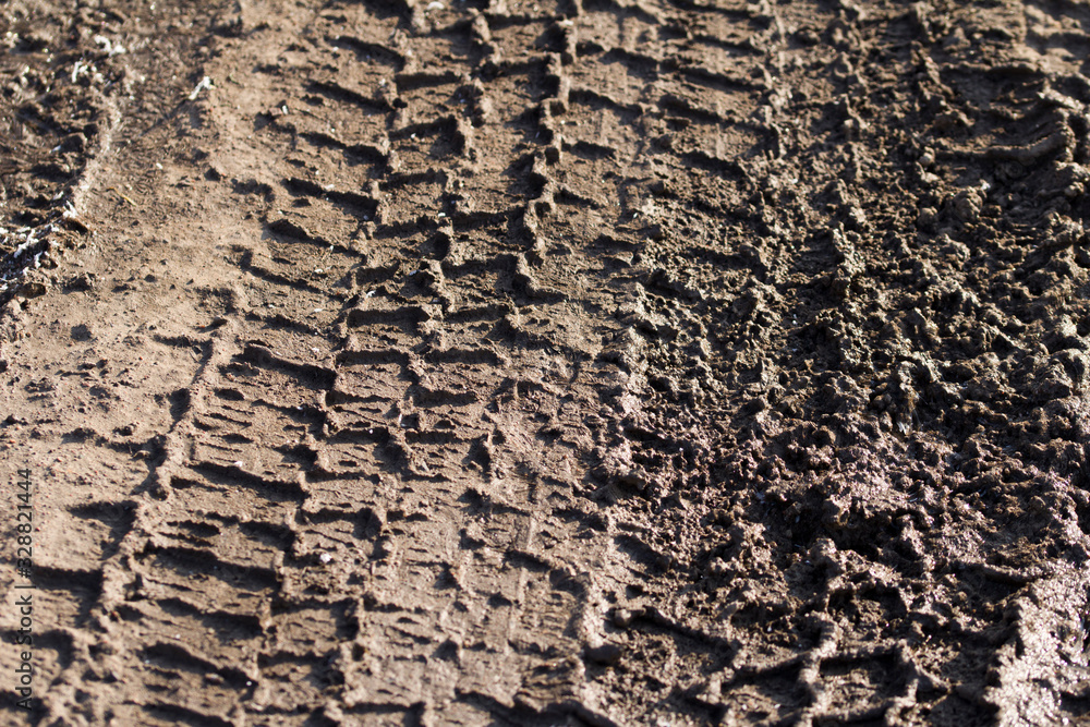 Tire Track On The Ground. Close up Tire Track On The Ground. Close up