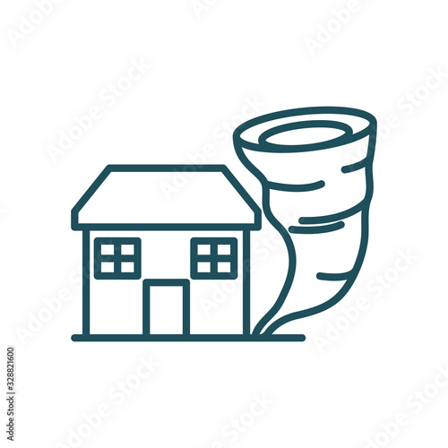 house and twister line style icon vector design