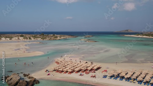 Elafonisi Crete Greece amazing peninsula, islet pink sand lagoon aearial shots