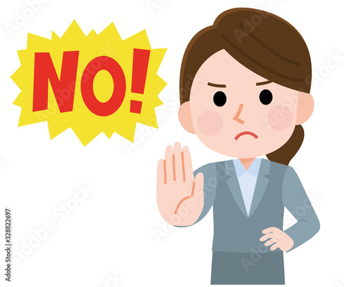 毅然　NO　拒否　断る　会社員女性