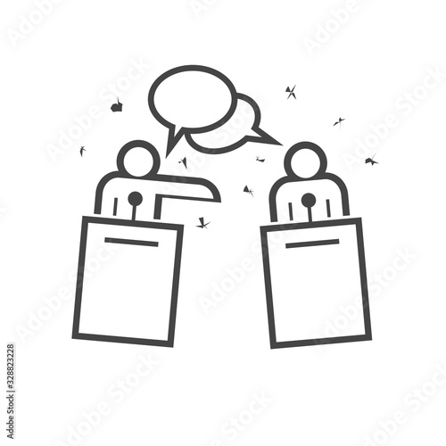 Political debate vector line simple icon