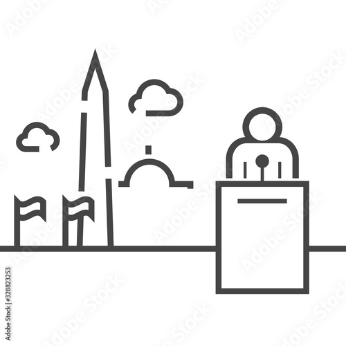U.S. elections. Speaker in the background of the Capitol. Breaking news on TV. Vector illustration