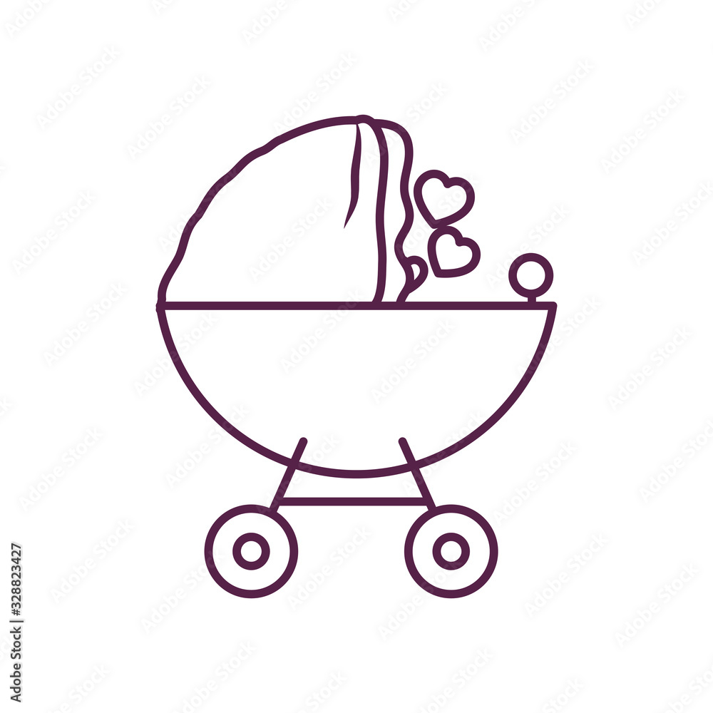 baby stroller line style icon vector design baby stroller line style icon vector design