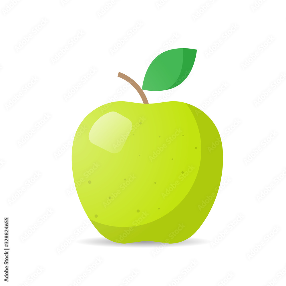 fresh juicy green apple icon tasty ripe fruit isolated on white background healthy food concept vector illustration fresh juicy green apple icon tasty ripe fruit isolated on white background healthy food concept vector illustration