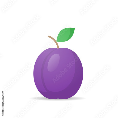 fresh juicy plum icon tasty ripe fruit isolated on white background healthy food concept vector illustration