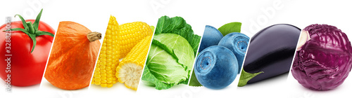 Collage of fresh color vegetables, healthy food concept