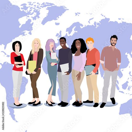 Group multicultural students, boy and girl