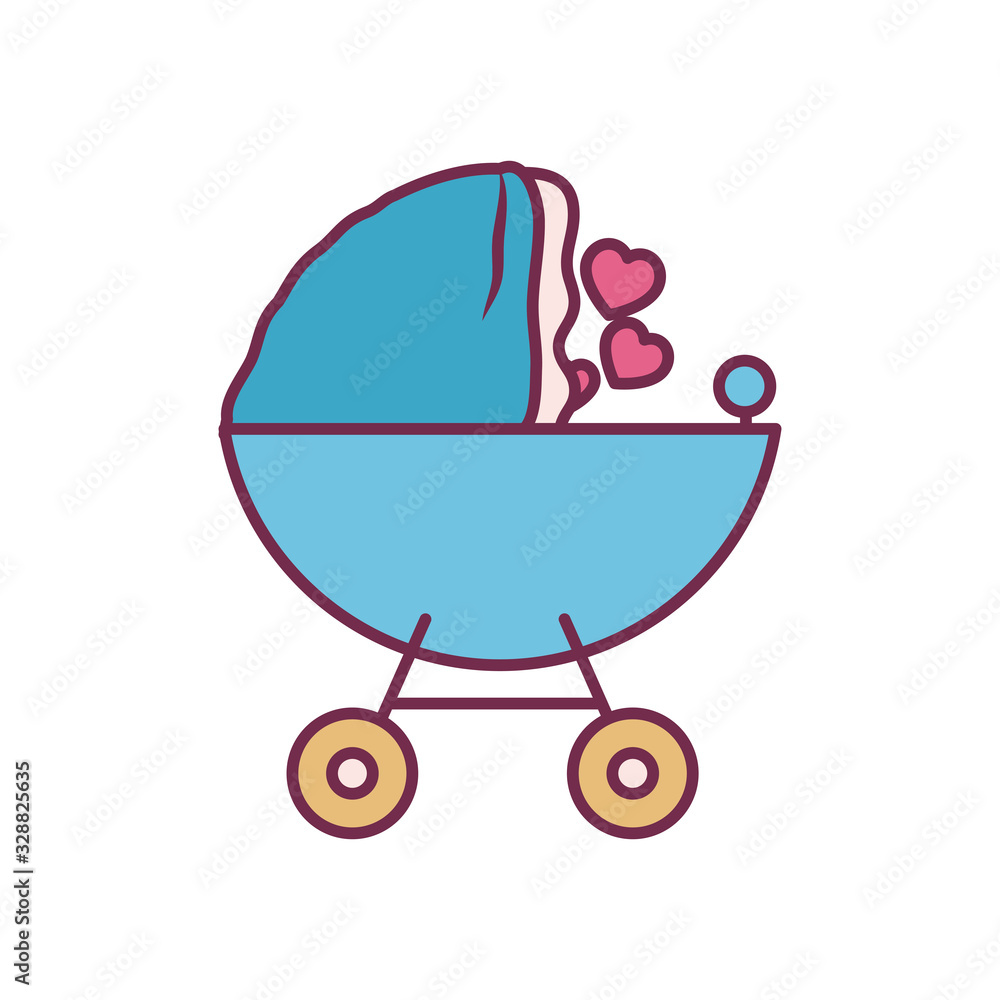 baby stroller line and fill style icon vector design baby stroller line and fill style icon vector design