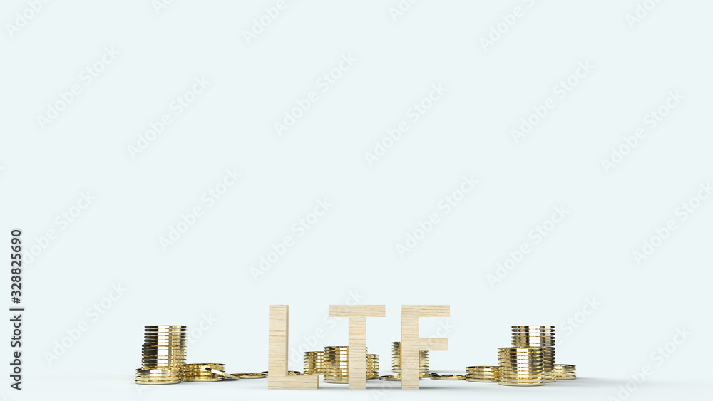 wood text ltf and gold coins 3d rendering for business content. wood text ltf and gold coins 3d rendering for business content.