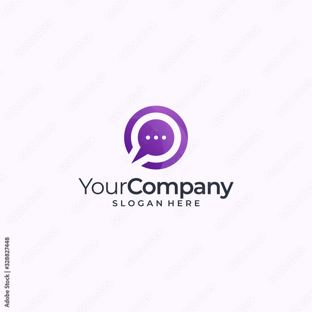 Chat logo design and with purple colors