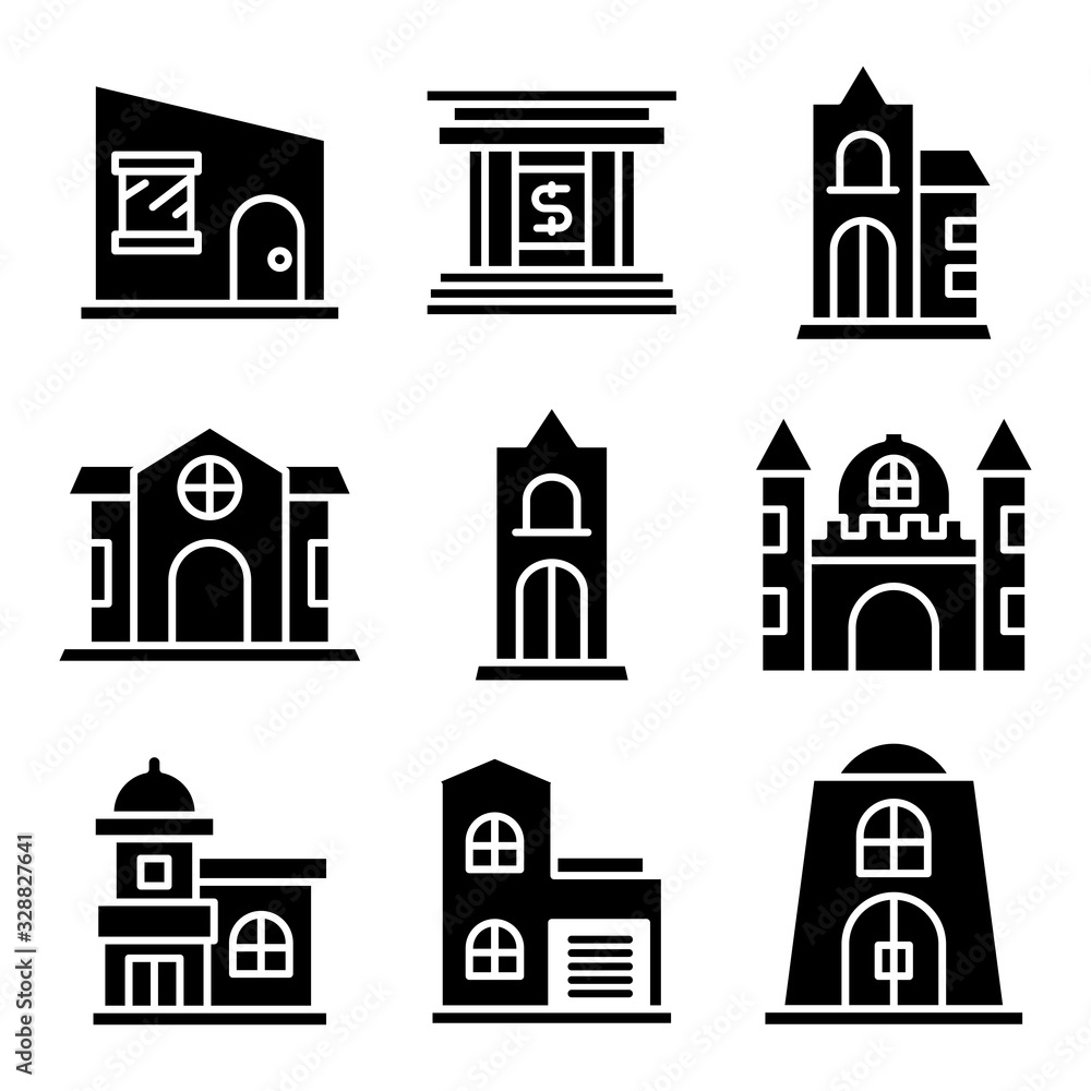 building and construction icons vector set