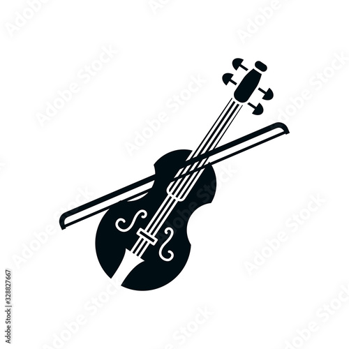 cello instrument silhouette style icon vector design