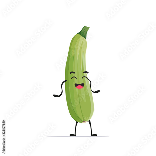 cute zucchini character cartoon mascot vegetable healthy food concept isolated vector illustration