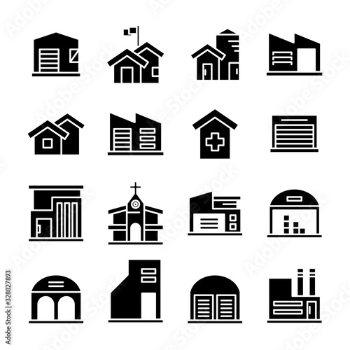 building and construction icons vector set