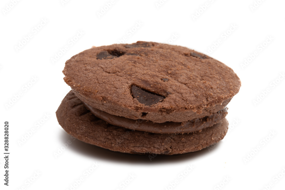 cookies with chocolate drops and chocolate cream Isolated cookies with chocolate drops and chocolate cream Isolated