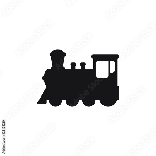 Train symbol icon, old locomotive silhouette, sign vector illustration