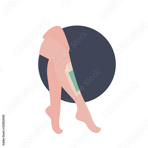 beautiful womens legs with wax strip skin care hair removal concept vector illustration
