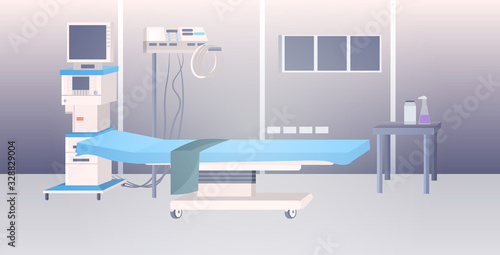 modern clinic intensive therapy room empty no people hospital ward interior horizontal vector illustration