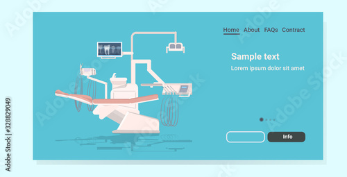 professional dentist workplace chair dental clinic equipment medicine tooth care concept horizontal copy space vector illustration