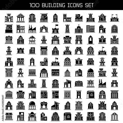 big set of building, tower city icons vector