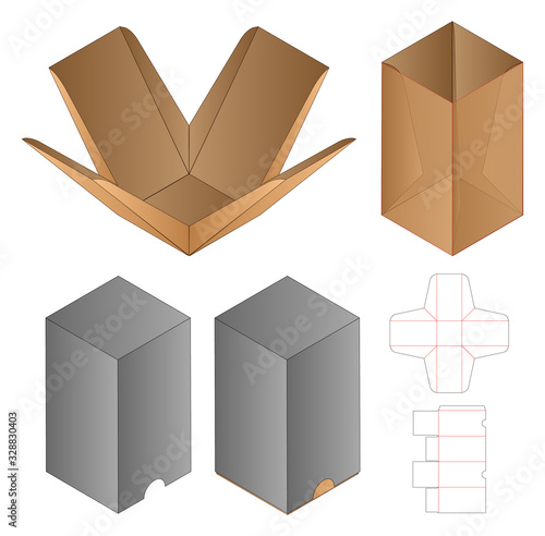 Box packaging die cut template design. 3d mock-up