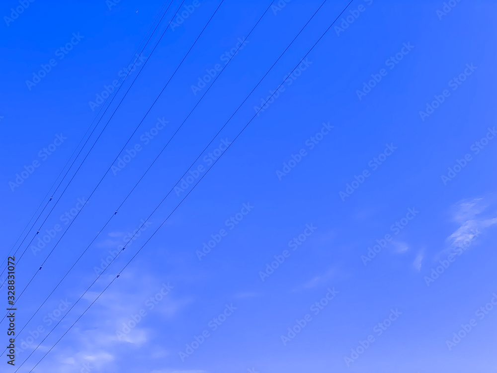 Japanese blue sky and electric wires. Japanese blue sky and electric wires.