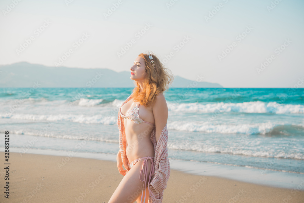 Travelling and adventure time. Nice plus size nice woman at vacation in Greece, rest time Travelling and adventure time. Nice plus size nice woman at vacation in Greece, rest time