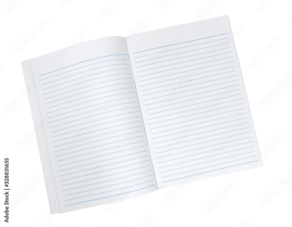 notebook placed on an isolated on white background with clipping path notebook placed on an isolated on white background with clipping path