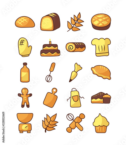 set of icons bakery on white background © djvstock