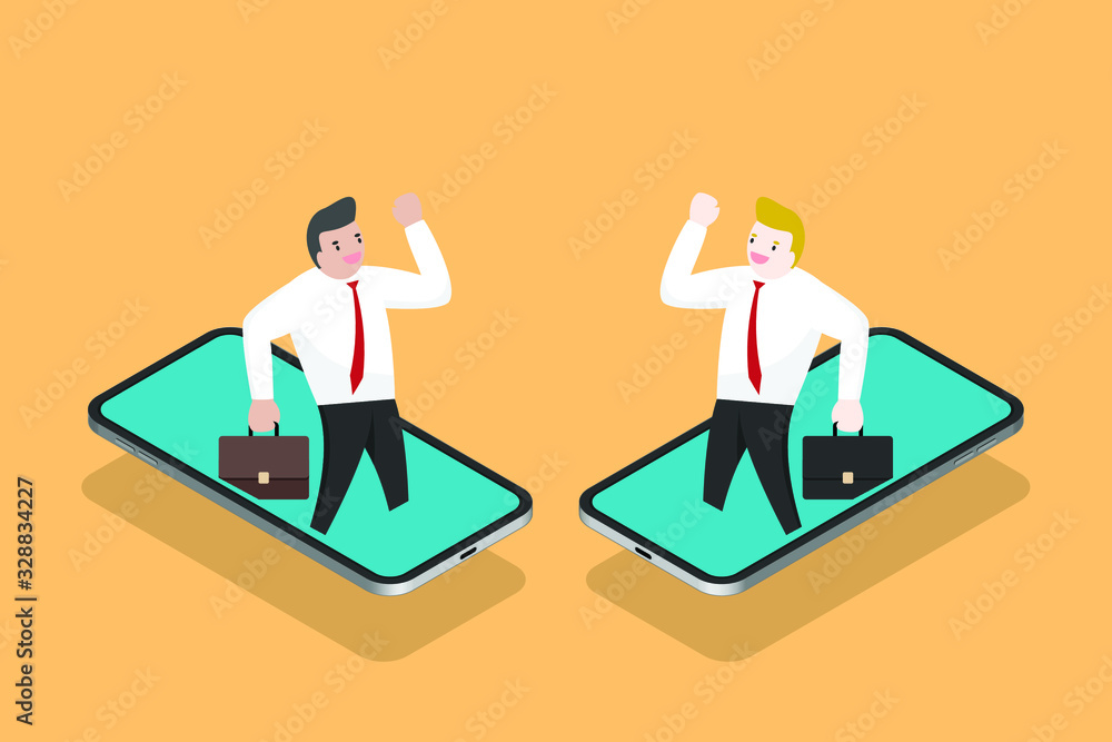 Businessman meeting by smart phone. Online connection business. world wide communication. digital lifestyle Businessman meeting by smart phone. Online connection business. world wide communication. digital lifestyle