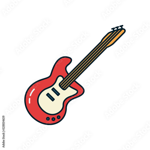 electric guitar instrument line and fill style icon vector design