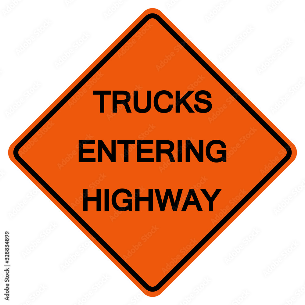 Trucks Entering Highway Traffic Road Symbol Sign Isolate on White Background,Vector Illustration Trucks Entering Highway Traffic Road Symbol Sign Isolate on White Background,Vector Illustration