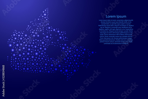 Canada map from blue and glowing space stars abstract concept geometric shape. Vector illustration.