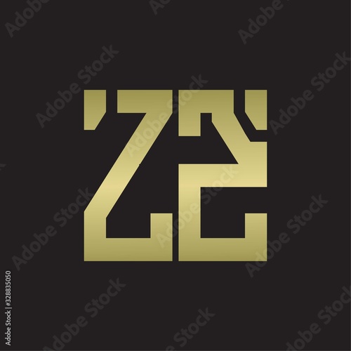 ZZ Logo with squere shape design template with gold colors