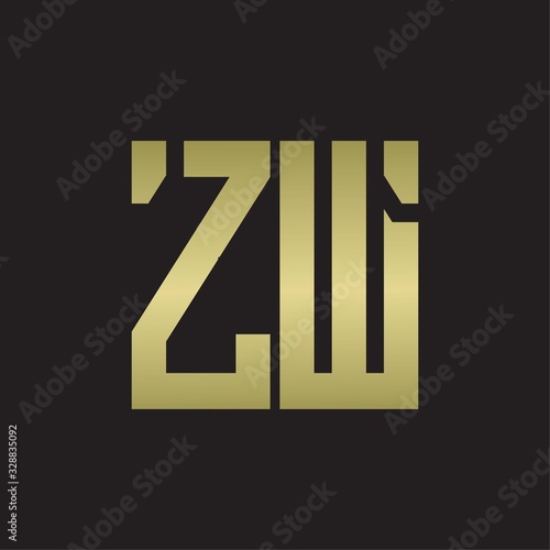 ZW Logo with squere shape design template with gold colors