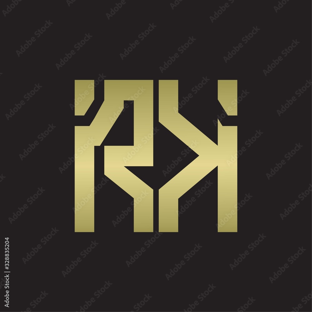 Fototapeta premium RK Logo with squere shape design template with gold colors