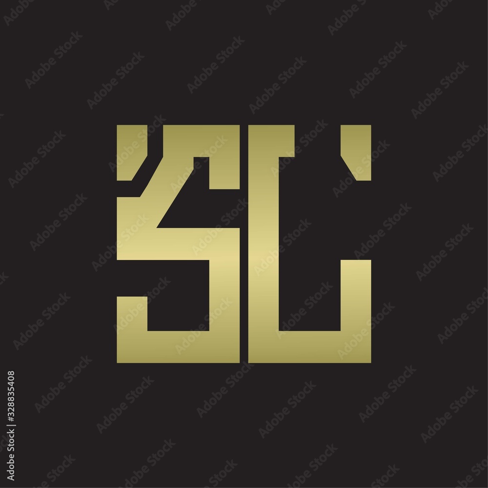 SL Logo with squere shape design template with gold colors SL Logo with squere shape design template with gold colors