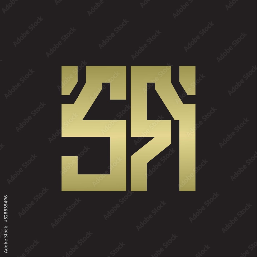 Obraz premium SR Logo with squere shape design template with gold colors