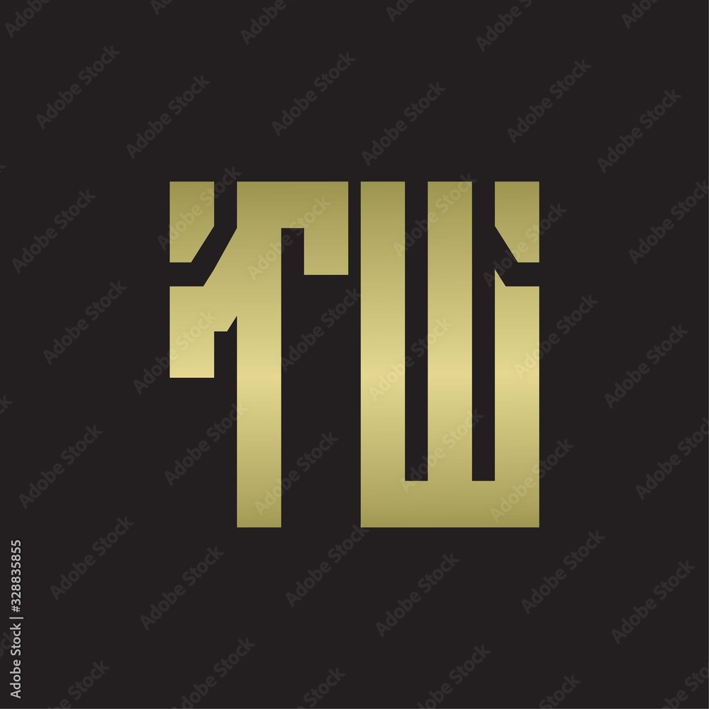 TW Logo with squere shape design template with gold colors TW Logo with squere shape design template with gold colors
