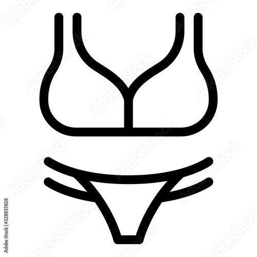 Bikini swimsuit icon. Outline bikini swimsuit vector icon for web design isolated on white background