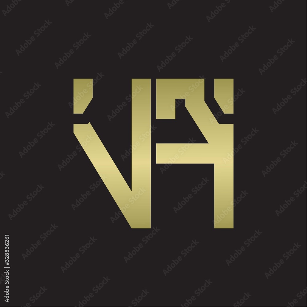 VF Logo with squere shape design template with gold colors VF Logo with squere shape design template with gold colors