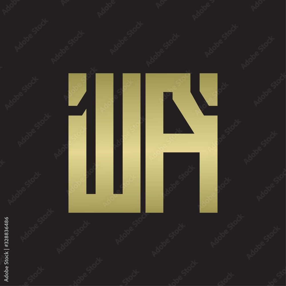 WA Logo with squere shape design template with gold colors WA Logo with squere shape design template with gold colors
