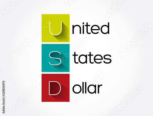 USD - United States Dollar acronym, business concept background