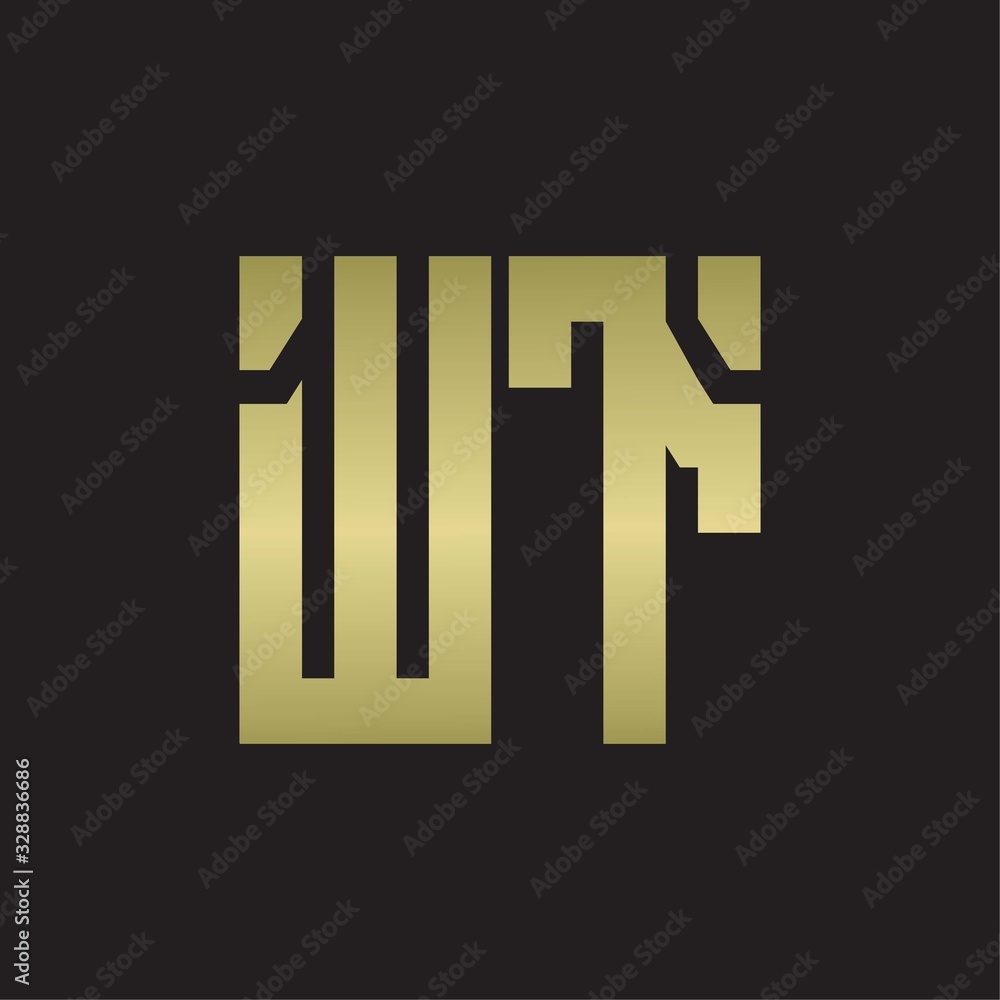 WT Logo with squere shape design template with gold colors WT Logo with squere shape design template with gold colors