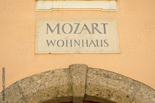 Birthplace of famous musician Wolfgang Amadeus Mozart in Salzburg, Austria