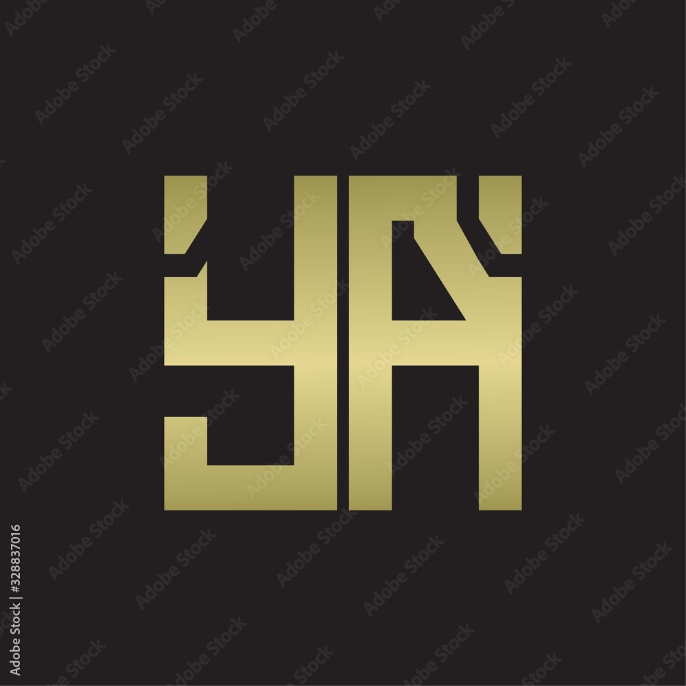 YA Logo with squere shape design template with gold colors YA Logo with squere shape design template with gold colors