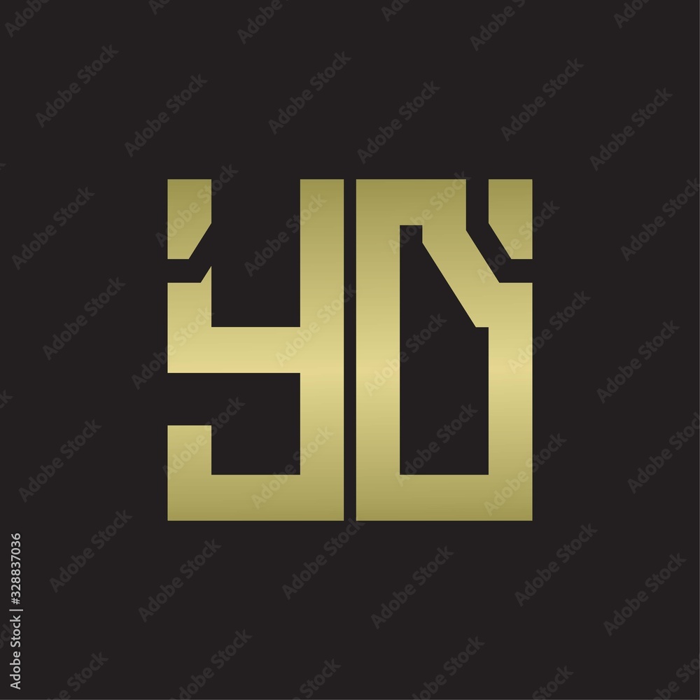 YD Logo with squere shape design template with gold colors YD Logo with squere shape design template with gold colors