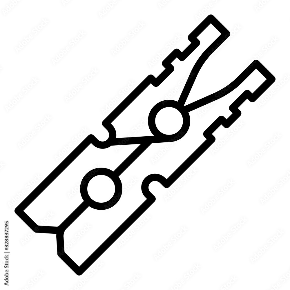 Plastic clothes pin icon. Outline plastic clothes pin vector icon for web design isolated on white background Plastic clothes pin icon. Outline plastic clothes pin vector icon for web design isolated on white background