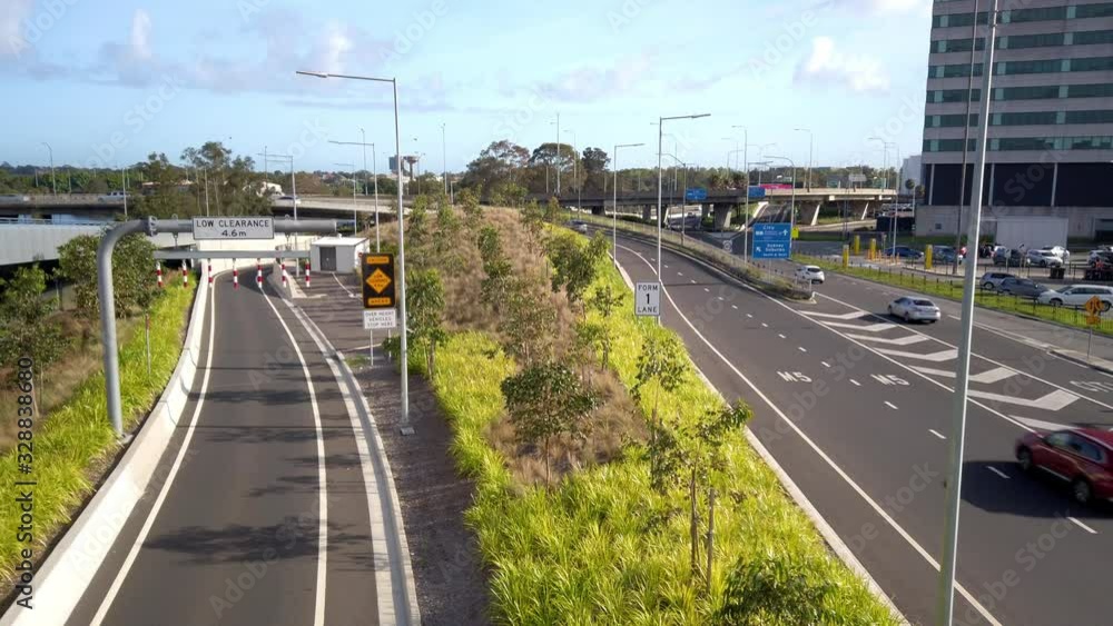 Top view of Sydney International Airport highway in a sunny day. Australia.