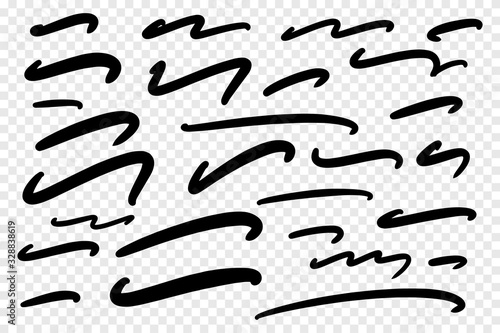 Vector collection of hand drawn underline on white background photo